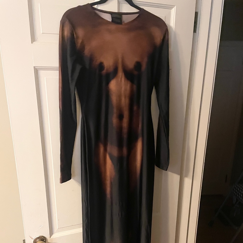 original lotta volkova jean paul gaultier brown naked dress
